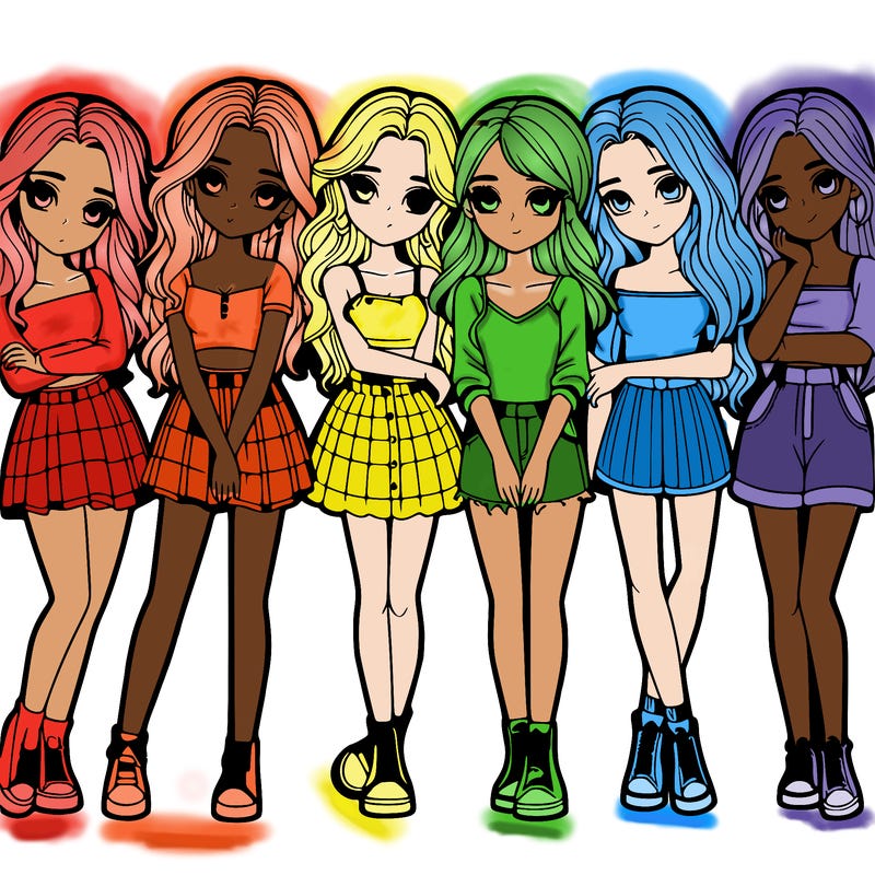 a group of girls realistic