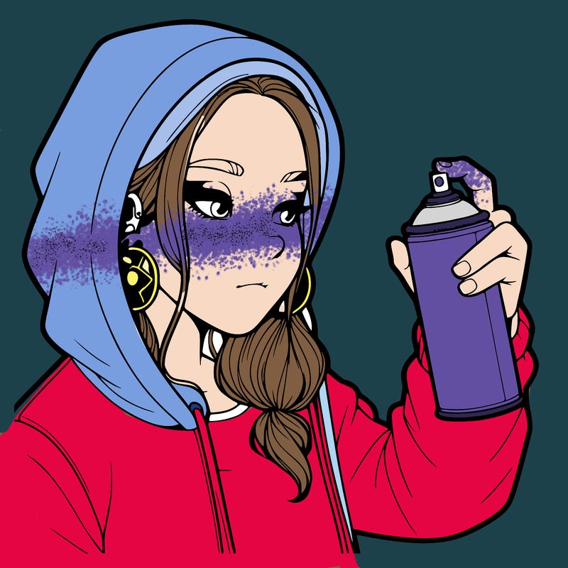 a realistic girl, spray painting