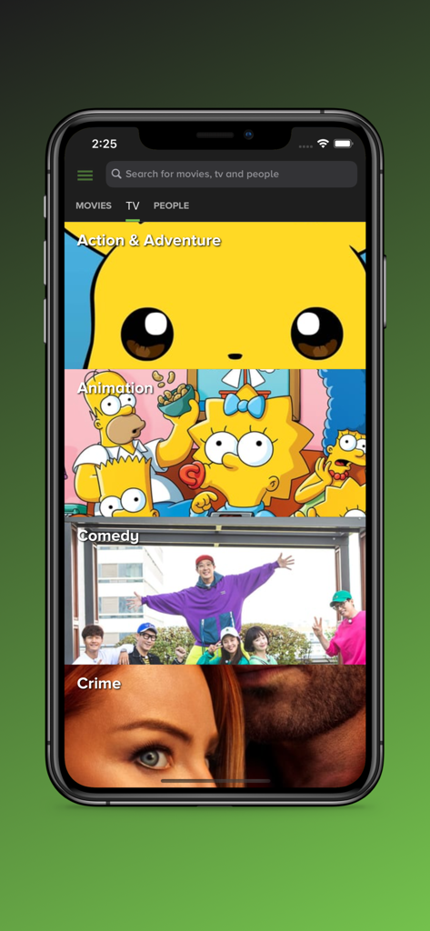 123Play Pro app screen displaying TV show categories like Animation and Comedy