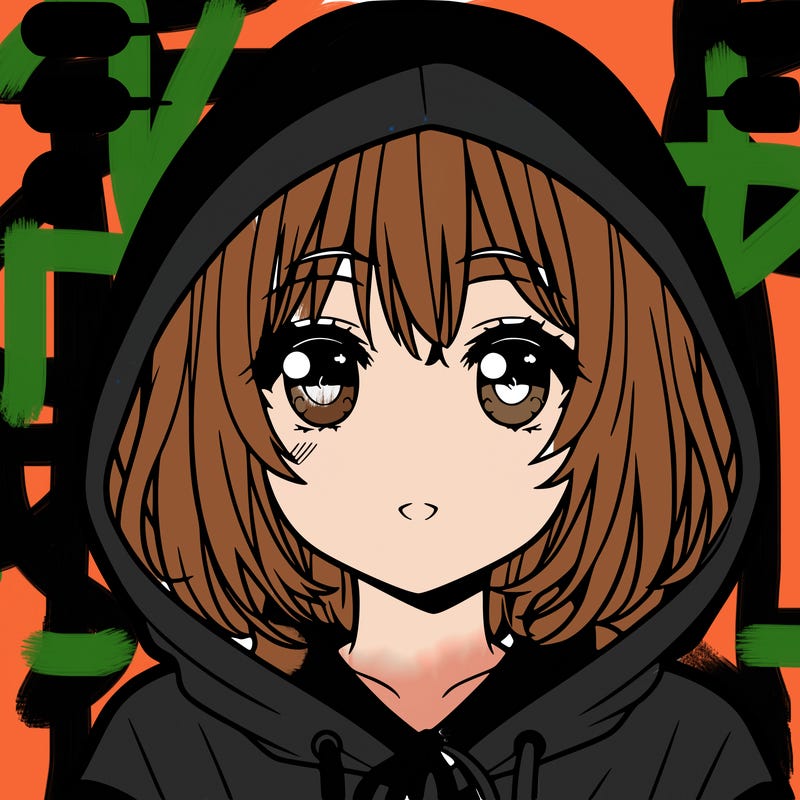 anime girl face with hoodie