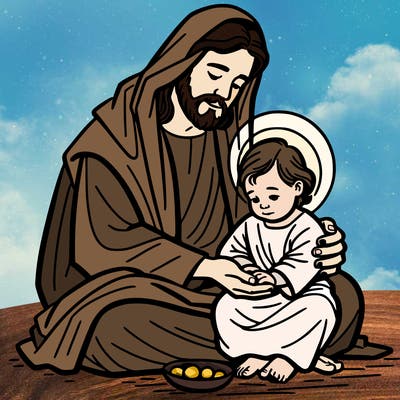 jesus taking care of a baby jesus