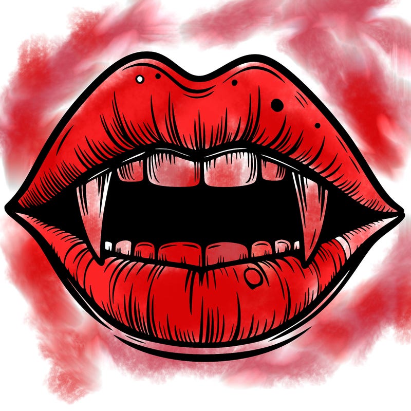 lips with vampire teeth