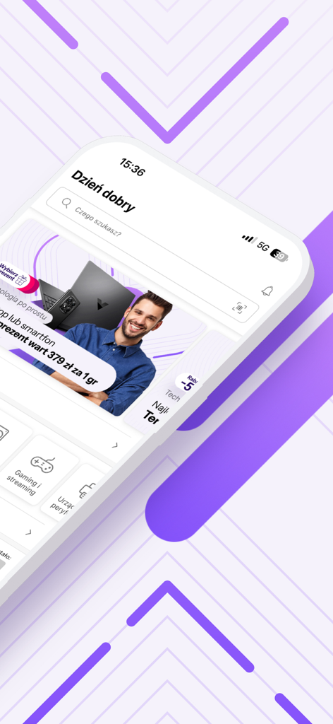 x-kom - inteligentny wybór - Écran d'accueil de l'application d'achat d'électronique x-kom sur un smartphone