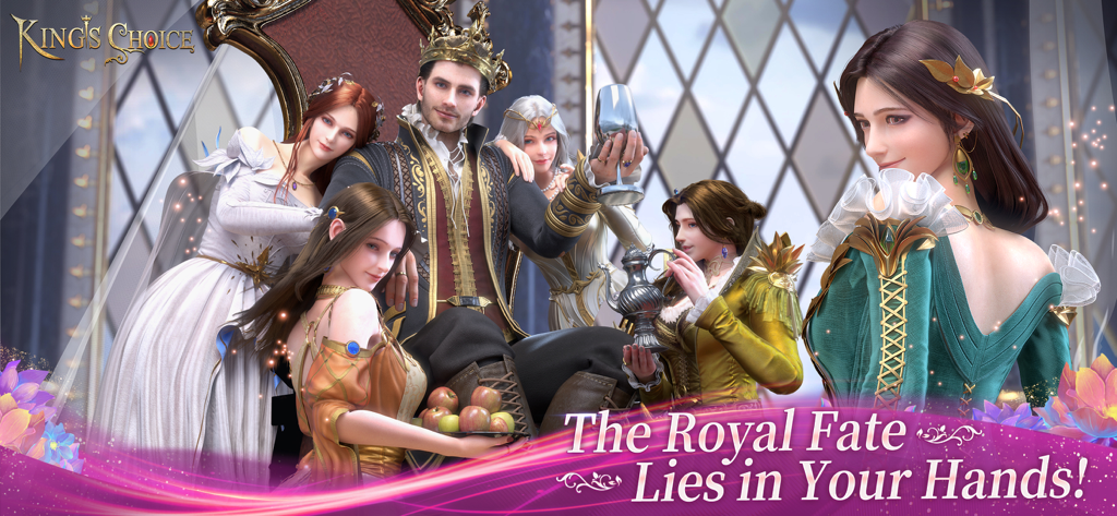 A medieval king sitting on his throne surrounded by beautiful consorts in a royal palace