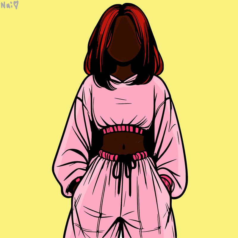 realistic girl faceless with baggy pants and a crop top