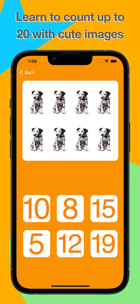 Educational counting game for toddlers with puppies and number tiles
