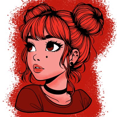 realistic girl with spacebuns