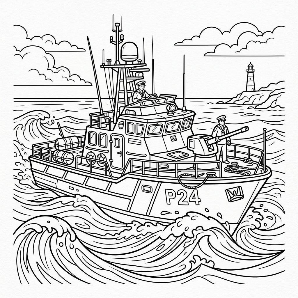 Patrol Boats Coloring Page – Free Printable Naval Vessels — Color Pop