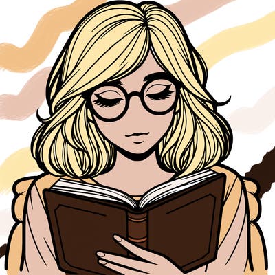 girl reading with glasses realistic