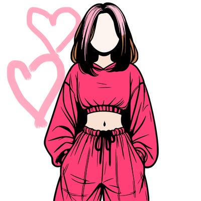 realistic girl faceless with baggy pants and a crop top