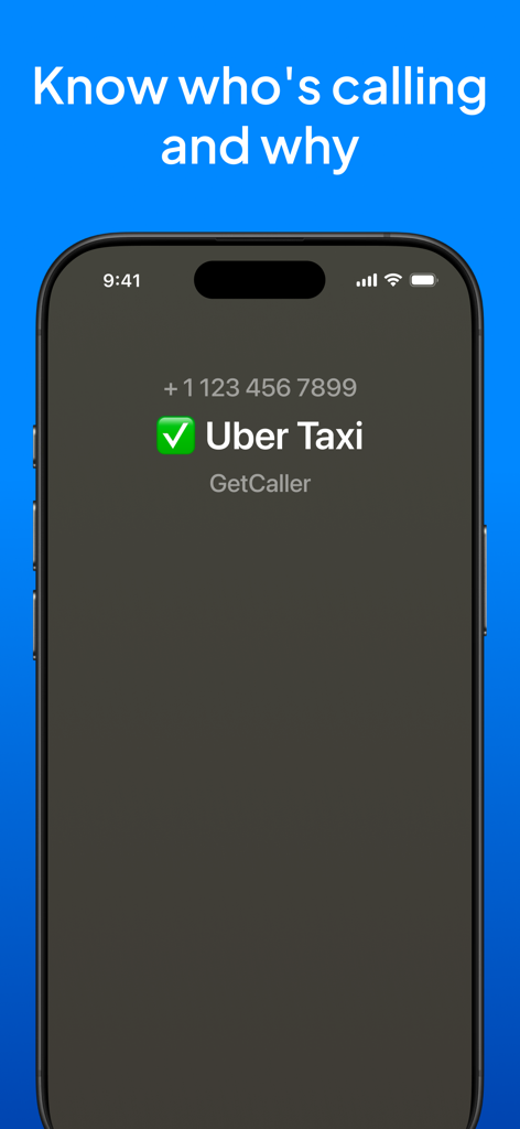 GetCaller: True Caller ID - GetCaller 앱이 iPhone에서 Uber 택시로 들어오는 전화를 식별함