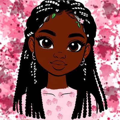a realistic black girl with braids