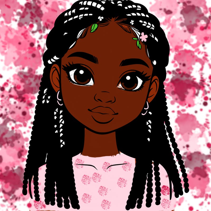 a realistic black girl with braids