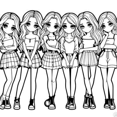 a group of girls realistic