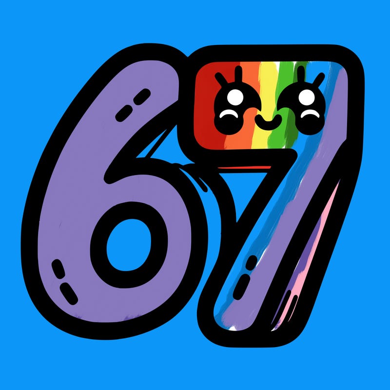 the numbers 67