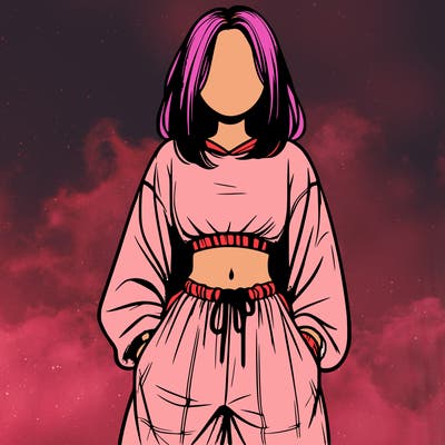 realistic girl faceless with baggy pants and a crop top