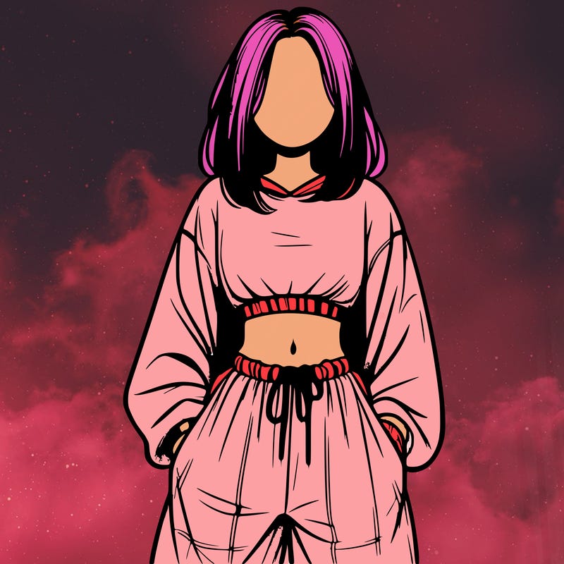 realistic girl faceless with baggy pants and a crop top