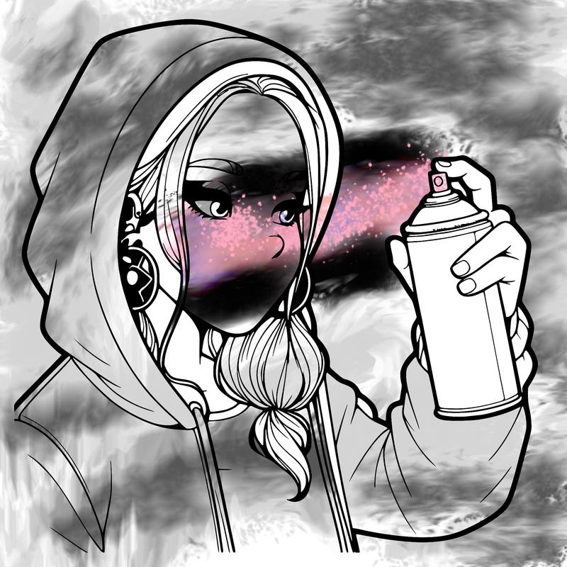 a realistic girl, spray painting
