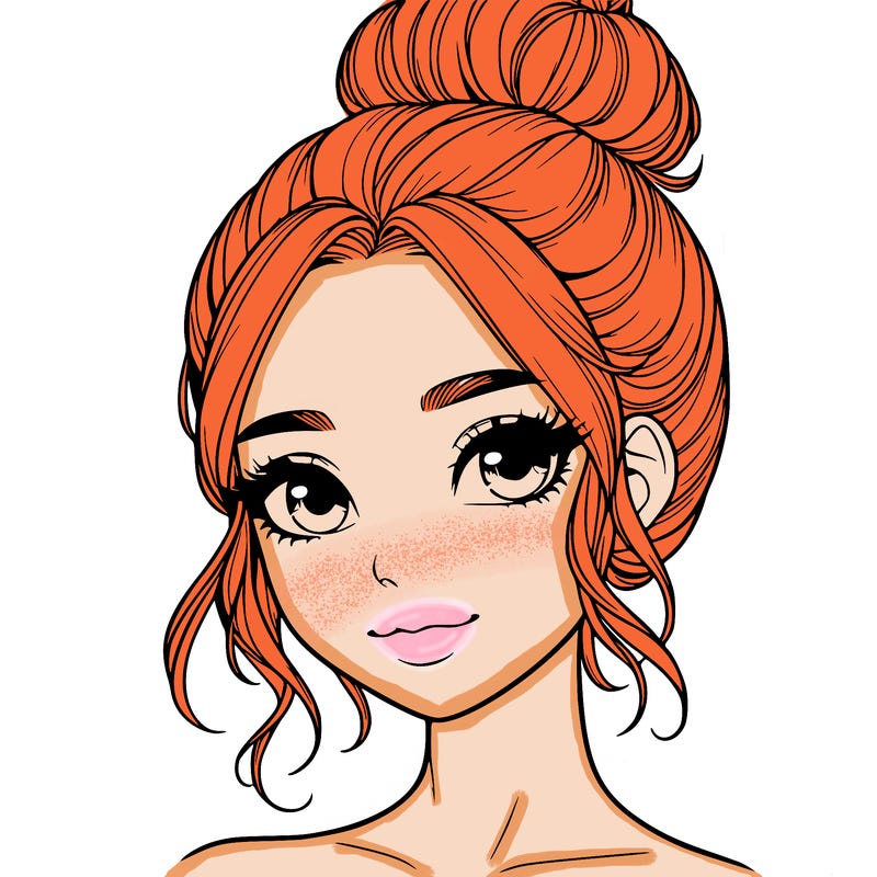realistic pretty girl with hair in bun