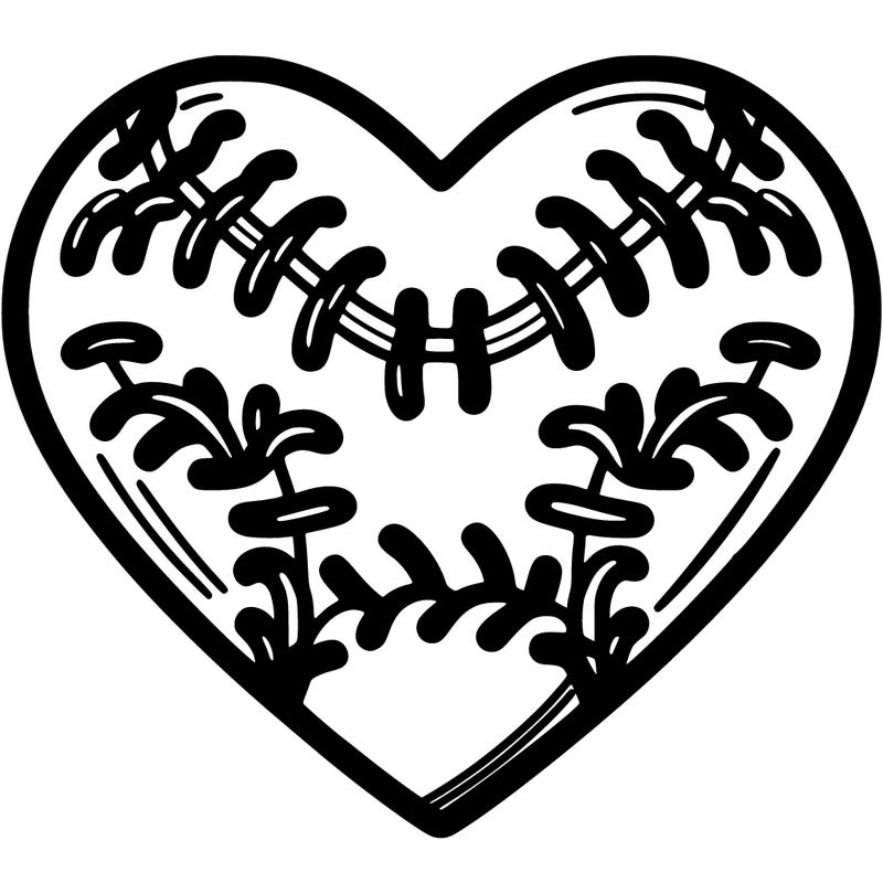 softball in shape of a heart