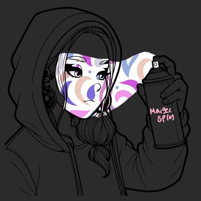 a realistic girl, spray painting