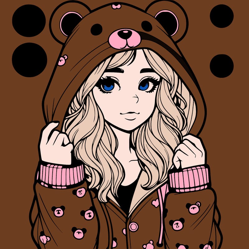 realistic girl in a animal pjs hoodie