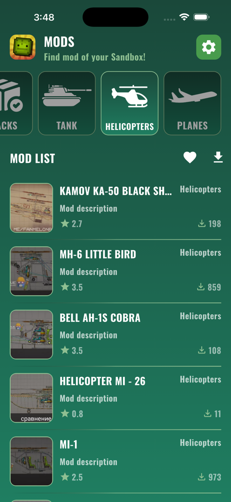 Mods for melon PG! - A list of helicopter mods for Melon Playground including Kamov Ka-50 and Bell AH-1S Cobra