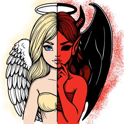 realistic angel half demon