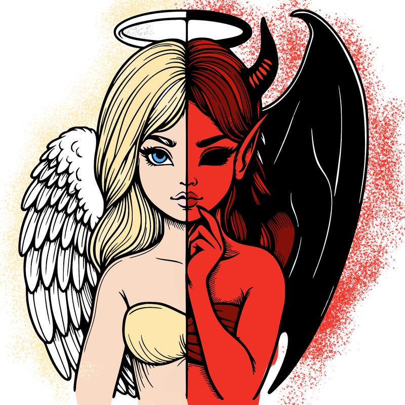 realistic angel half demon