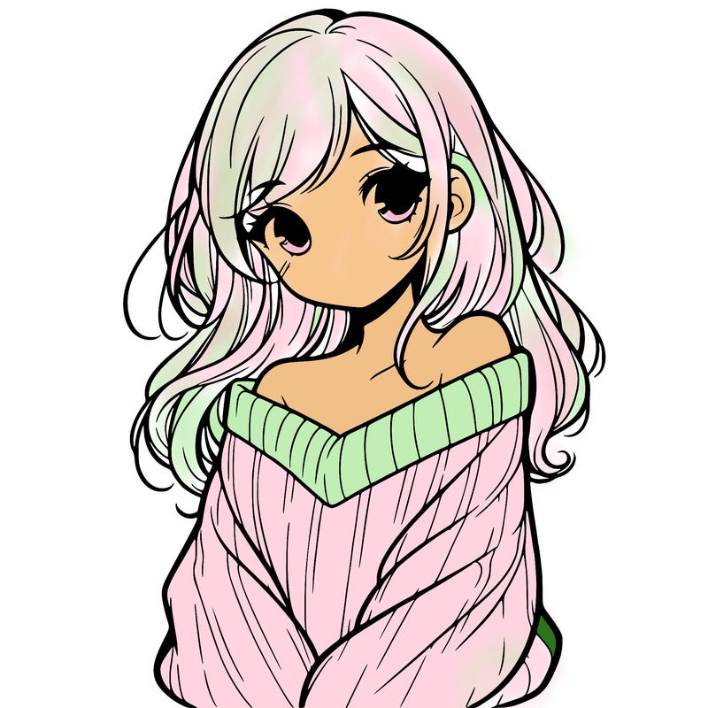 shy pretty girl wearing a sweater that is falling off one shoulder portrait