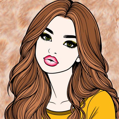 realistic girl with hair on her hair and lips