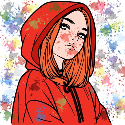 a realistic girl in a hoodie