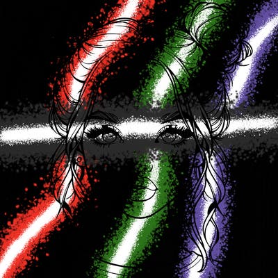 realistic girl with two buns in hair and lips