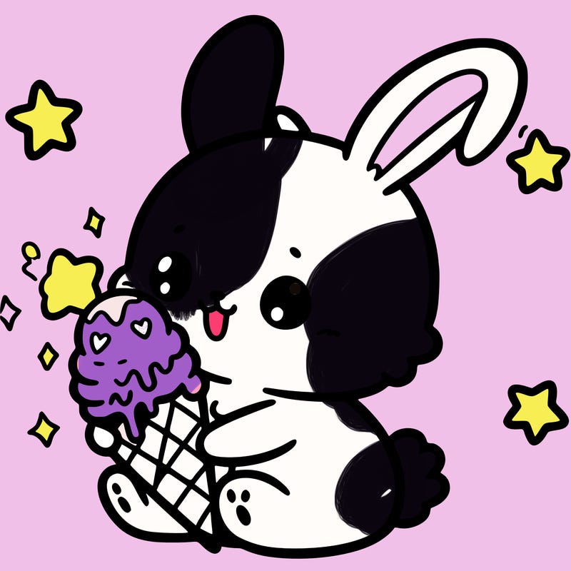cute bunny  eating ice cream