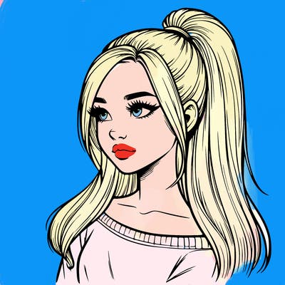 realistic girl with a high ponytail