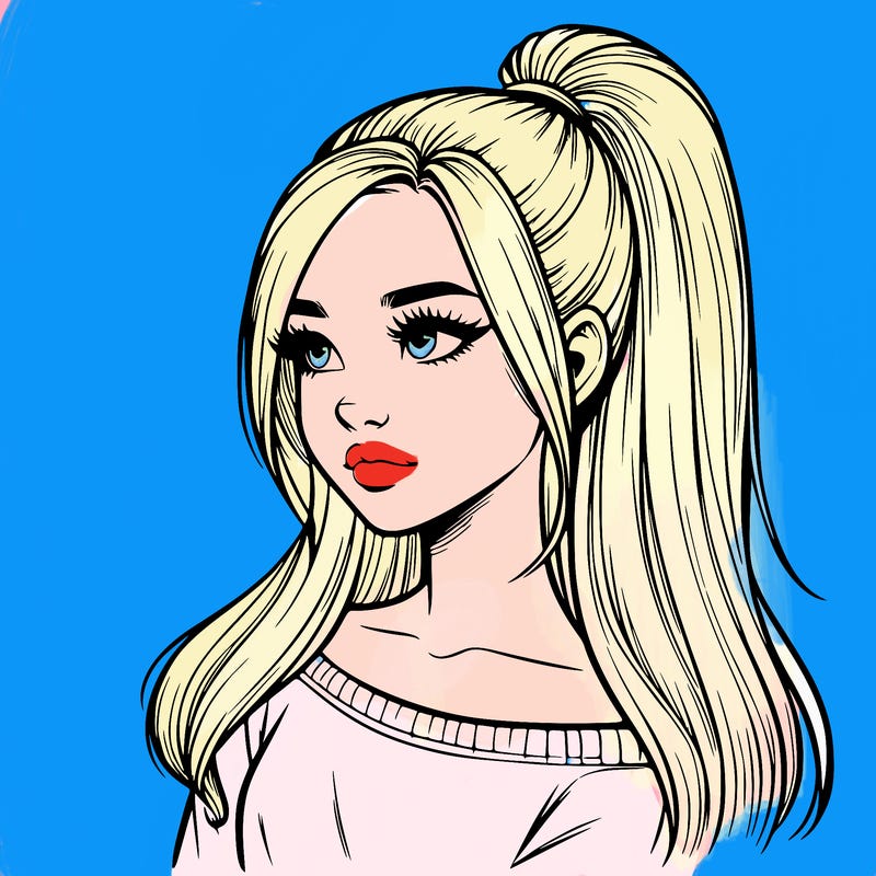 realistic girl with a high ponytail