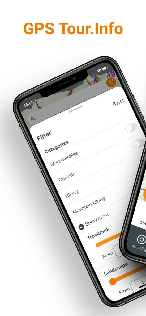GPS-Tour.info - Search filters in the GPS-Tour.info app for mountain bike and hiking tours