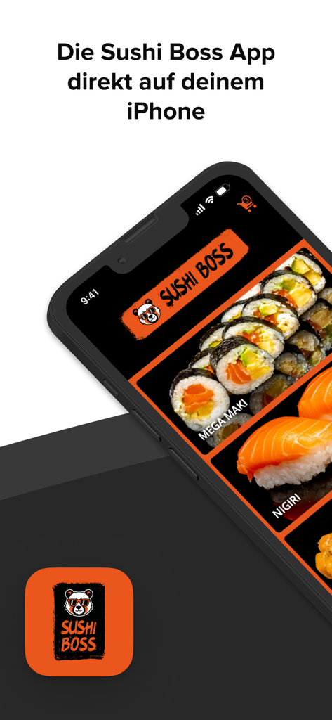 Sushi Boss Saarbrücken Dudw. - Sushi Boss Essensliefer-App-Oberfläche auf einem iPhone, die verschiedene Sushi-Rollen und Nigiri anzeigt