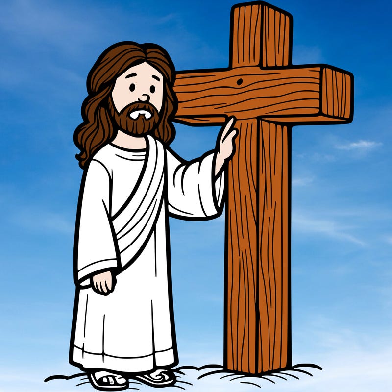 jesus standing beside the cross