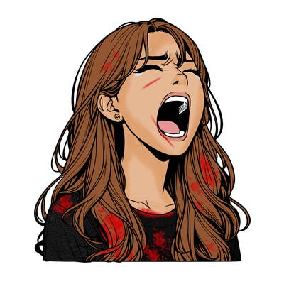 screaming realistic, girl