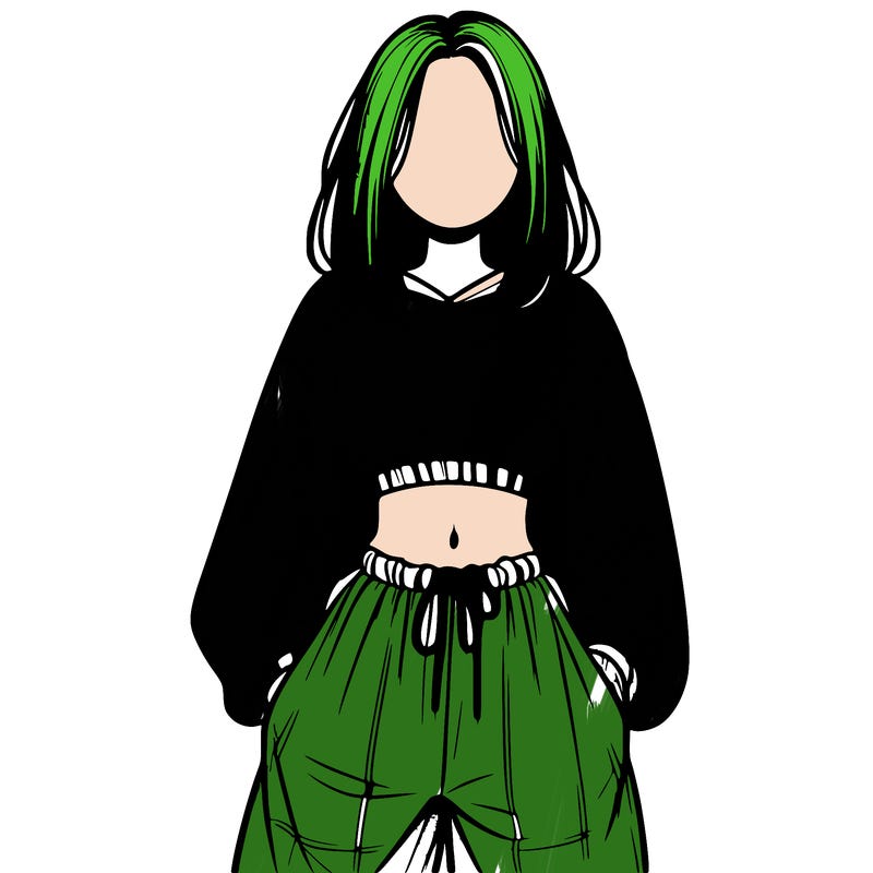 realistic girl faceless with baggy pants and a crop top