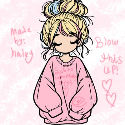 girl with baggy sweatshirt and messy bun