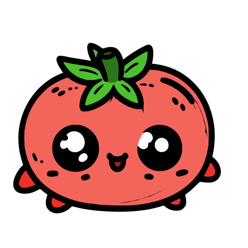 cartoon, tomato, simple, very easy to color
