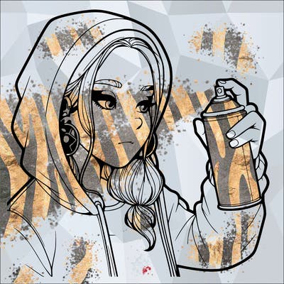 a realistic girl, spray painting