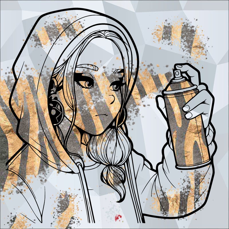 a realistic girl, spray painting