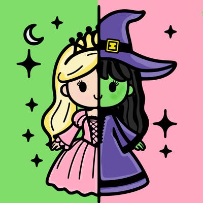split princess and witch