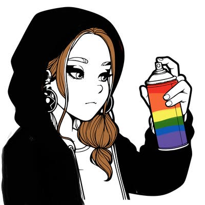 a realistic girl, spray painting