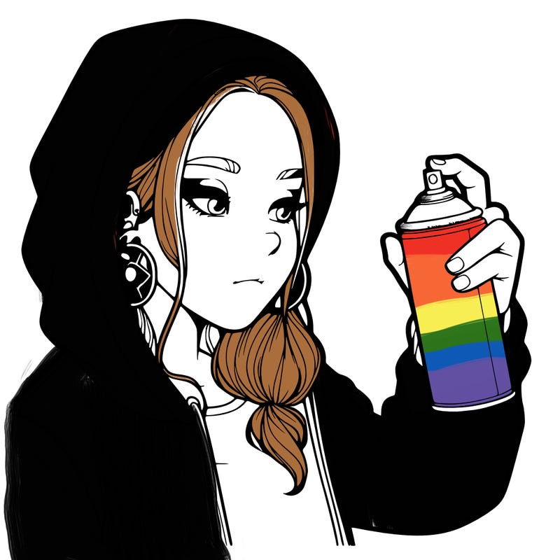 a realistic girl, spray painting