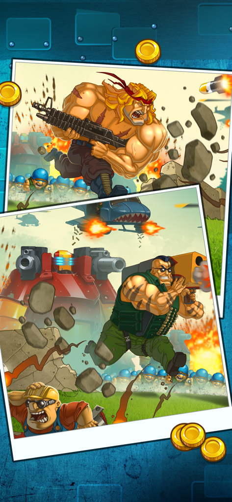 Jungle Heat - Action packed illustration of muscular war heroes and military units in Jungle Heat
