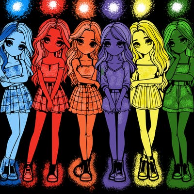 a group of girls realistic